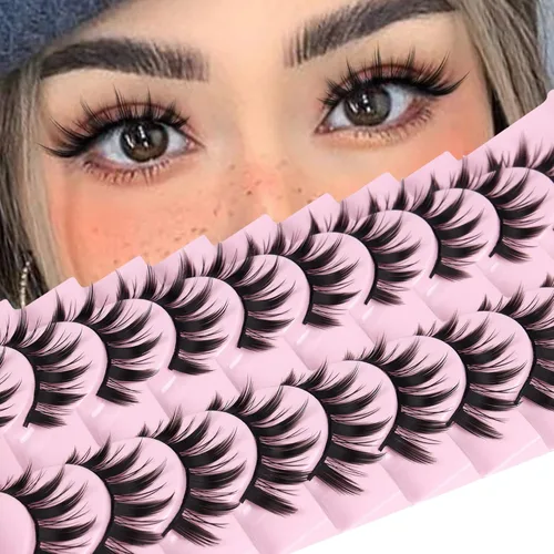 Miniatura 8 de FANXITON - Pestañas postizas de visón esponjosas, 20 mm, de ojo de gato, largas, 5D, dramáticas, 10 pares de pestañas postizas de visón sintético