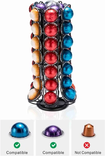 Miniatura 4 de ZCDCP Nespresso Vertuo - Soporte para cápsulas, almacenamiento de 360 grados para 60 cápsulas, organizador de café negro