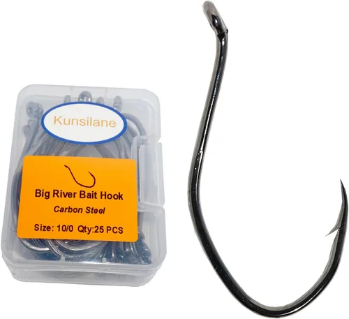 Anzuelos de pesca para gatos Big River Bait Hook 25/50/100 piezas, anzuelos de pesca para agua salada y agua dulce, bagre Striper Cabeza plana Carpa