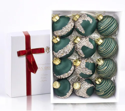 Miniatura 10 de 12 piezas de adornos de bola de Navidad de satén, lujosas decoraciones colgantes de árbol de seda para corona de Navidad, boda, fiesta (azul)