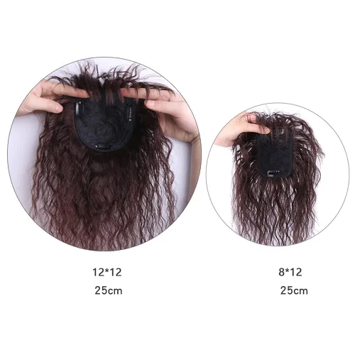 Miniatura 3 de YYDS Peluca de cabello humano con flequillo. Aumenta la cantidad de cabello en la parte superior de la cabeza para cubrir el cabello blanco Negro
