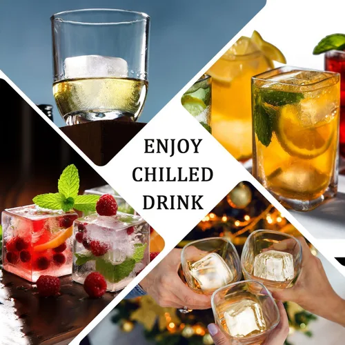 Miniatura 7 de Bandeja grande para cubitos de hielo para whisky: FDDBI Molde grande cuadrado para cubitos de hielo para cóctel - Paquete de 3 bandejas de silicona