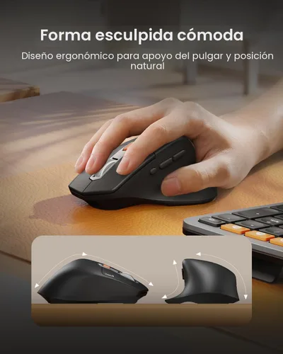 Miniatura 5 de ProtoArc Teclado y mouse ergonómico, EKM01 Plus Combo de teclado y mouse inalámbricos Bluetooth de tamaño completo, reposa muñecas acolchado, diseño