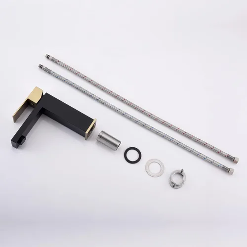 Miniatura 10 de sumerain Grifo de lavabo de baño negro y dorado grifo de baño 304 de acero inoxidable de una sola manija de un solo agujero