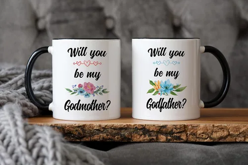 Miniatura 3 de Casitika ¿Serás mi regalo de propuesta de padrinos? Juego de tazas de café con propuesta de Dios Padres. Taza de 11 onzas para pedir a amigos