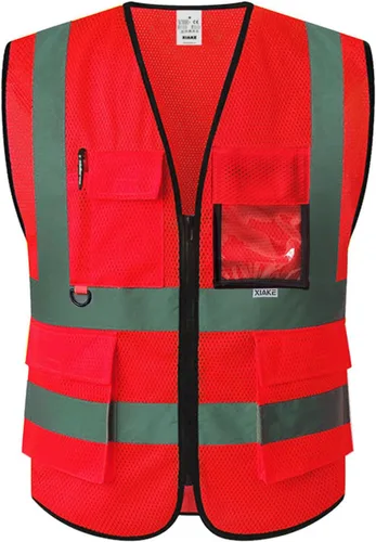 XIAKE Chaleco de seguridad reflectante para hombres y mujeres, chaleco de alta visibilidad clase 2 con bolsillos, cumple con las normas ANSI Malla