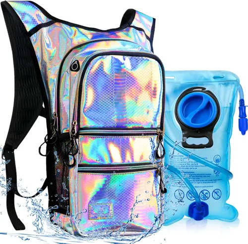 Miniatura 8 de Paquete de hidratación, mochila de agua con vejiga de hidratación de 3 L, aislamiento ligero, esencial para festivales, mochila de hidratación rave