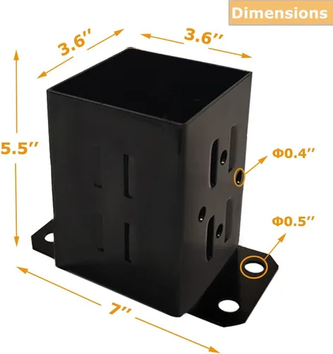 Miniatura 3 de JINHAN Soportes de base de poste de madera 4x4 Soporte de anclaje de acero de calibre 13 con recubrimiento de polvo resistente, viene