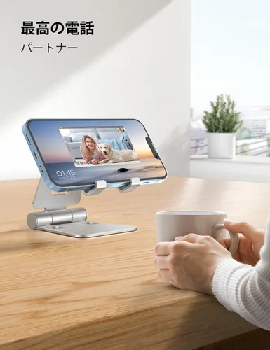 Miniatura 6 de Nulaxy Soporte plegable doble para teléfono celular, totalmente ajustable, plegable, soporte para teléfono de escritorio, base compatible con iPhone