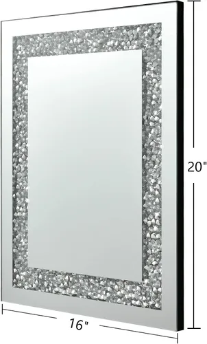 Miniatura 5 de Espejo Decorativo de Cristal - Rectángulo de 16 x 20 pulgadas, Precioso Espejo Plateado, Espejo de Diamante Triturado para Decoración de Pared