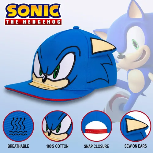 Miniatura 2 de Accessory Supply Sonic The Hedgehog - Gorro de béisbol para niños con velcro ajustable en la espalda, gorra transpirable de algodón