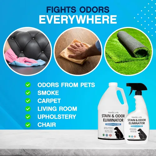 Miniatura 4 de NonScents Spray eliminador de manchas y olores para olores fuertes, 32 onzas, eliminador de olores de mascotas para el hogar, removedor de manchas