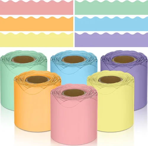 Miniatura 21 de TaoBary 6 Rollos 59.98 m Decoraciones de Bordes de Tablero de Anuncios de Navidad y de Invierno para el Aula, Bordes Dentados para Tablero de negro