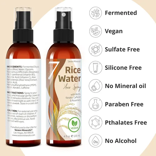 Miniatura 5 de NUEVO Agua de Arroz Fermentado para el Crecimiento del Cabello - Infundido con Romero, Biotina, Cafeína, Queratina, Spray Vegano No Graso