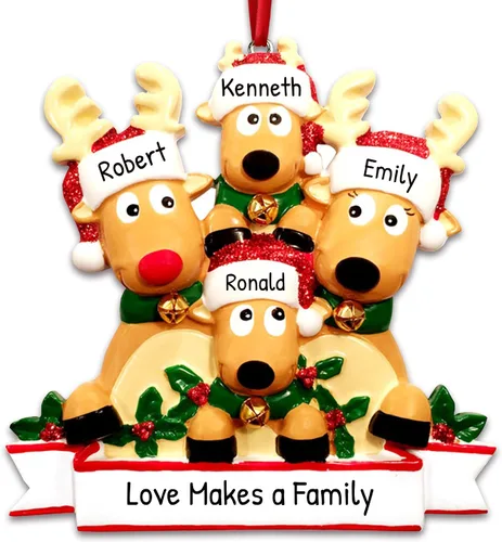 Miniatura 6 de Adorno personalizado en 3D de nuestra primera Navidad 2025 Adornos personalizados de renos para parejas, adorno de pareja de alces 2025, familia