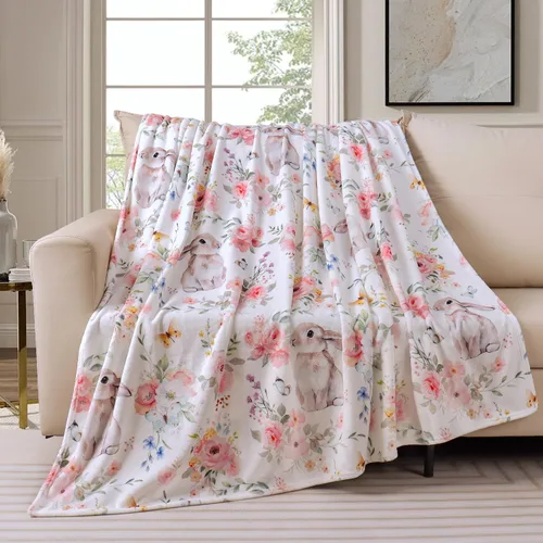 Miniatura 14 de Tupmnbry Manta floral de margaritas y girasoles, manta de franela súper suave, manta de cama ligera y esponjosa para cama, sofá y viajes, 50 x 60
