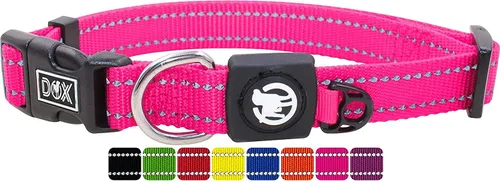 Miniatura 12 de DDOXX Collar de nailon reflectante para perro, collares fuertes y ajustables, mediano (bue)