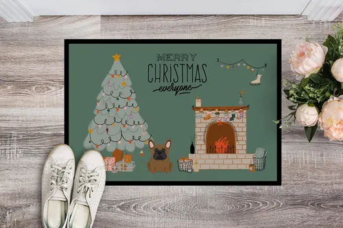 Miniatura 2 de Caroline's Treasures CK7576MAT - Felpudo marrón con diseño de bulldog francés de Navidad para todos, de 18 x 27 pulgadas, para interiores