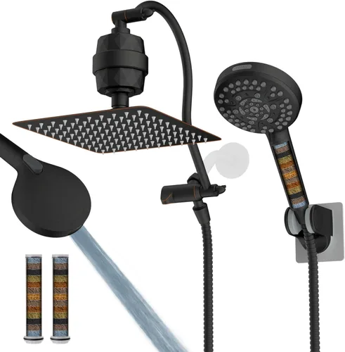 Miniatura 21 de Hibbent All Metal Combo de Cabezal de Ducha de Lluvia de 12 pulgadas con Doble Filtro, Cabezal de Ducha de Mano de Alta Presión con Brazo de Acabado