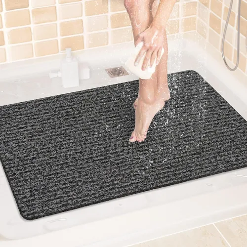 Miniatura 37 de LuxStep - Tapete de ducha, de 24 x 36 pulgadas, tapete de baño antideslizante con drenaje, tapete de baño de cloruro de polivinilo, de secado Gris