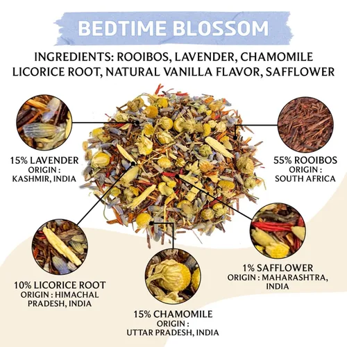 Miniatura 3 de BREWIX, Bedtime Blossom - Té suelto de hierbas (más de 50 tazas) sin cafeína y totalmente natural Mezcla relajante floral nocturna Rooibos