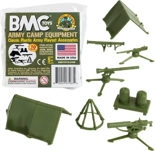Miniatura 8 de BMC Classic - Juego de accesorios de plástico para hombre, 10 unidades de campamento militar, fabricado en EE. UU Gris