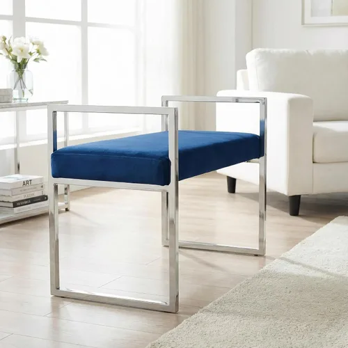 Miniatura 2 de Cortesi Home Anna Bench Ottoman, 24 pulgadas, azul