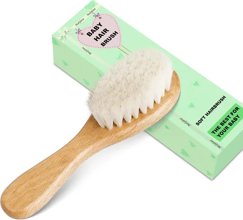 Miniatura 2 de Cepillo de Cabello para Bebé, Cepillo de Madera con Cerdas de Cabra para Recién Nacidos y Niños Pequeños, Ideal para Costra Láctea, Regalo Perfecto