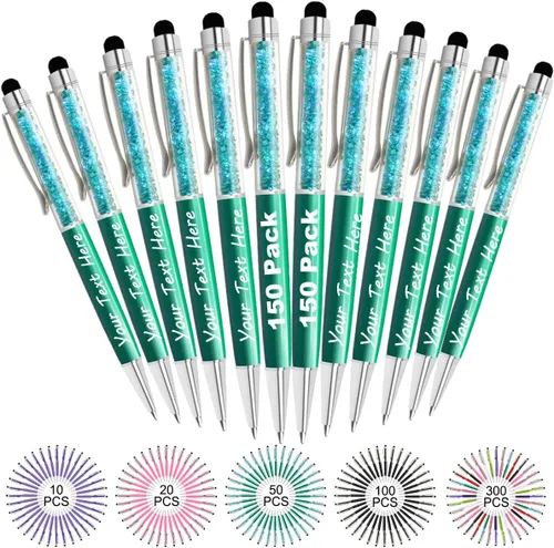 Miniatura 82 de Bolígrafos personalizados con nombre y texto, bolígrafos de diamantes de cristal personalizados a granel, 10 bolígrafos, regalos para mujeres