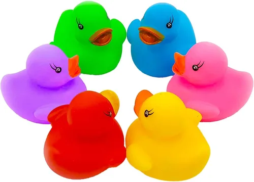 Miniatura 8 de The Dreidel Company Patos clásicos de goma para niños, seis colores sólidos, regalos de cumpleaños de baño, baby showers, aula, verano, playa