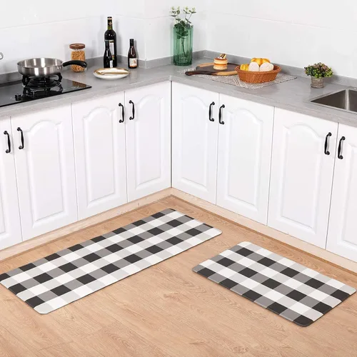 Miniatura 12 de Carvapet 2 tapetes cómodos antifatiga para cocina, de pie, impermeables, decorativas, ergonómicas, para cocina, diseño de mármol negro y dorado, 17