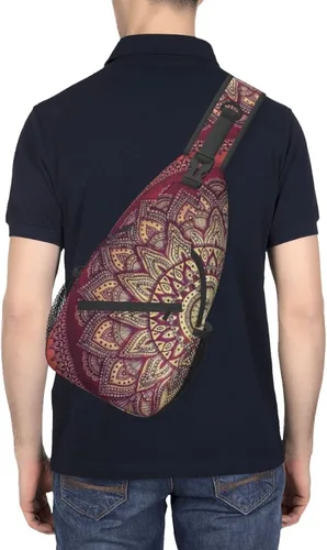 Miniatura 6 de Mandala Sling Bag Crossbody Pecho Daypack Mochila Casual Mochila Bolso de Hombro Flor Para Viajes Senderismo