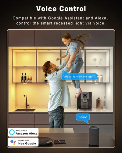 Miniatura 4 de MYPLUS Luces inteligentes para debajo del gabinete, luces de disco regulables compatibles con Alexa y Google Home, temperaturas de color ajustables