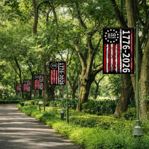 Miniatura 4 de Bandera de jardín con el 250 aniversario de Estados Unidos, bandera del 250 aniversario de Estados Unidos 1776-2026, bandera patriótica