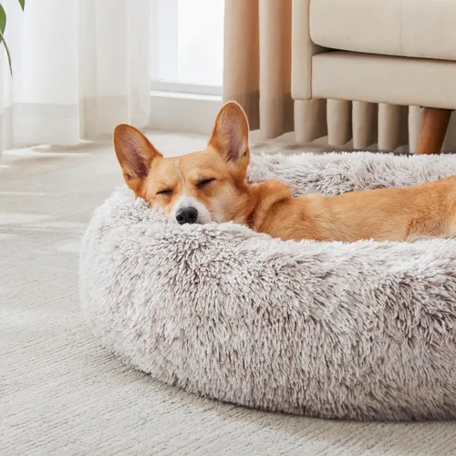 Miniatura 57 de WESTERN HOME WH Cama calmante para perros y gatos, dona acogedora anti-ansiedad, cama redonda cálida y acogedora de piel sintética, suave y azul