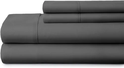 Miniatura 5 de Juego de ropa de cama de 4 piezas, 800 hilos, 100% algodón egipcio, color negro, sábana bajera ajustable de algodón de fibra larga, se adapta a