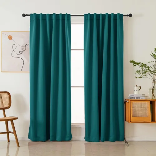 Miniatura 13 de Pickluc Cortinas opacas de 63 pulgadas de largo, 2 paneles de cortinas opacas para dormitorio o sala de estar, pestaña trasera y bolsillo para Negro