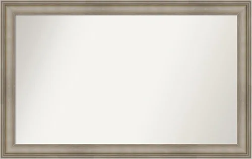 Miniatura 235 de Amanti Art Espejo de baño plateado para sobre el fregadero, 26 x 26 pulgadas, espejo cuadrado de plata antigua, marco de madera tradicional mediano
