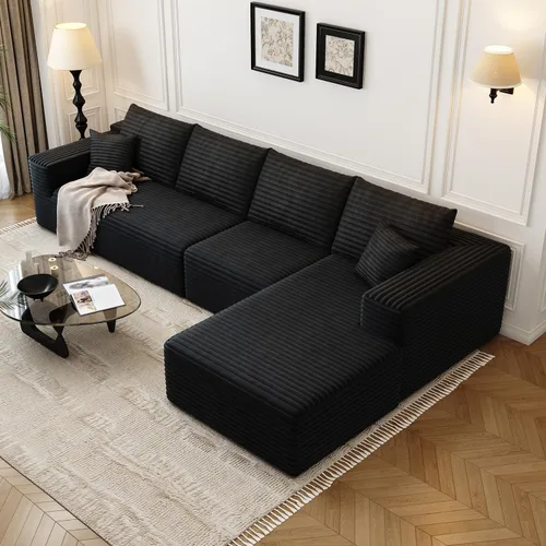 Miniatura 22 de Sofá seccional modular Cloud de 107.5 pulgadas con 1 otomana, sofás tapizados modernos minimalistas, cómodo sofá en forma de U para sala de estar