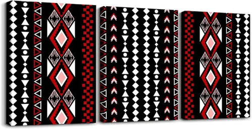 Miniatura 45 de Erosebridal Bohemian Wall Decor 12"x16" 3 Piece Country Southwestern Canvas Wall Art Boho Aztec Arrows Diamond Poster Print Black Gray Geometric