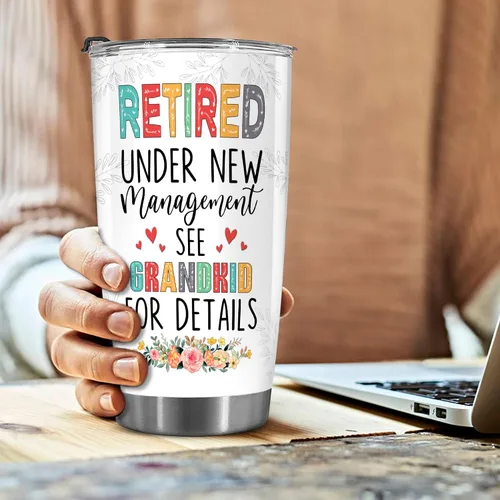Miniatura 4 de WHIDOBE Vaso de jubilado personalizado (1 niño) personalizado jubilado bajo nueva administración, mira a los nietos para obtener detalles, vaso