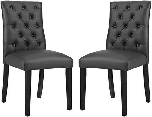 Miniatura 8 de Modway MO- Duchess - Silla de comedor tapizada de piel sintética con botones capitoné, color negro