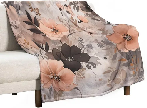 Miniatura 24 de Manta decorativa moderna de flores de acuarela, manta floral de primavera y verano, manta de 30 x 40 pulgadas, súper suave y acogedora para sofá