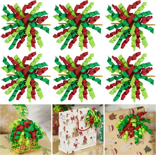 Miniatura 23 de AIMUDI Lazos Blancos de 4" Lazos Blancos Burst Lazos de Cinta Rizada Autoadhesivos para Envolver Regalos Cinta Grosgrain Lazos con Amarre Torcido