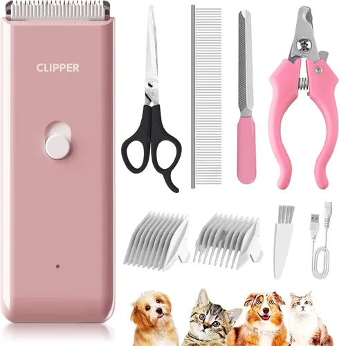 Miniatura 11 de Cortapelos para mascotas profesionales impermeables de bajo ruido para el hogar, eléctrica, recargable por USB, herramientas de aseo sin dolor