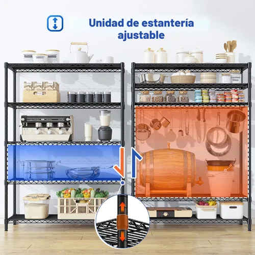 Miniatura 7 de Romorgniz Estantes de almacenamiento de 5 niveles de 71 pulgadas de alto, estantes de metal ajustables, estantes de despensa de 1000 libras, estante