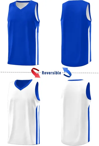 Miniatura 46 de KXK Camiseta de baloncesto reversible en blanco para hombre, uniforme de equipo, atlético, hip hop, camisetas de baloncesto S-4XL