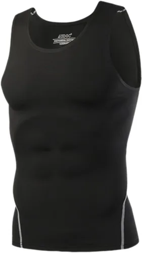 Miniatura 6 de Audoc Camiseta de compresión para hombre, paquete de 3 unidades, color negro, camiseta sin mangas de compresión atlética