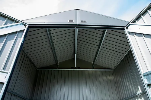 Miniatura 8 de Arrow Shed Elite - Cobertizo de almacenamiento de acero para exteriores de 14 x 16 pies de alto con puertas altas y puertas con cerradura