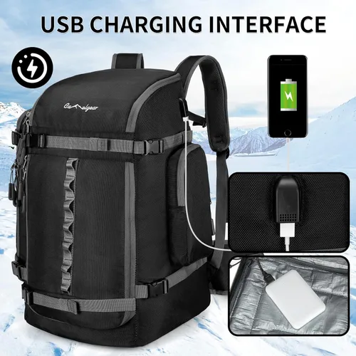 Miniatura 8 de Bolsa para Botas de Esquí de 65L, Bolsa de Viaje Grande Tipo Duffel, Mochila para Botas de Esquí de 1680D Nylon Impermeable y Acolchada